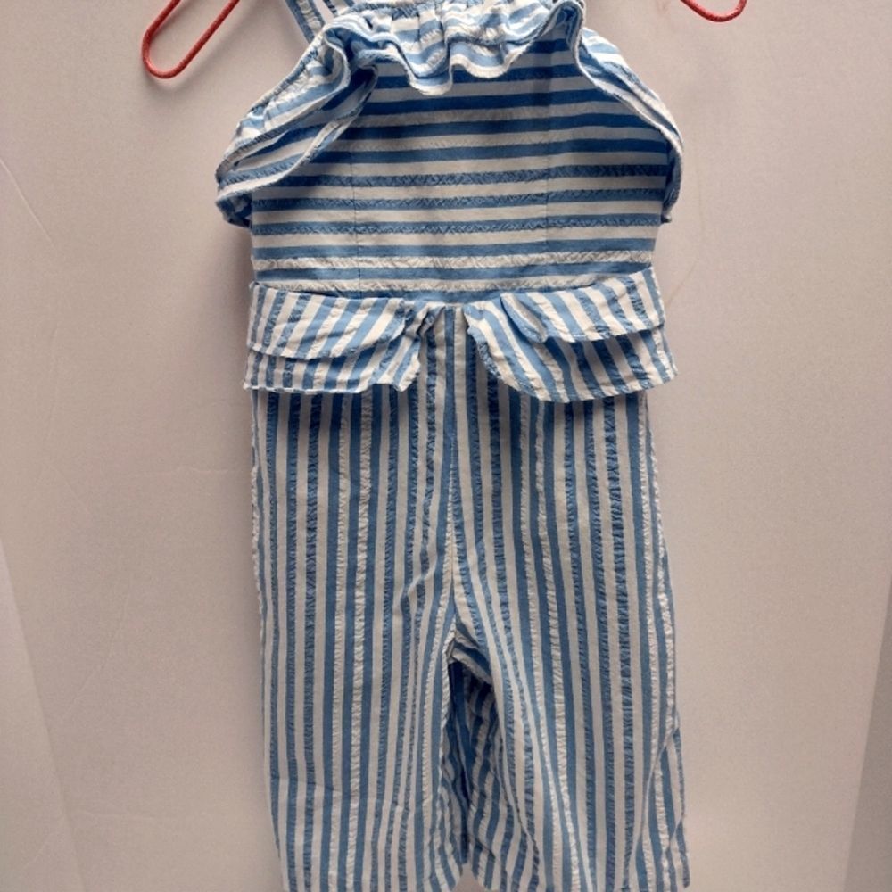 Infant Girls Jumpsuit Overalls Blue Pin Stripe Seersucker Sz 24 months
